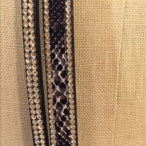Double wrap snakeskin / rhinestone bracelet